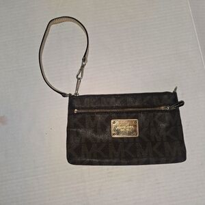 Michael Kors Dark Brown Wristlet with Gold Plate